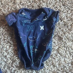 Hurley Dark Blue Shark Pattern Kids Bodysuit